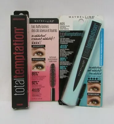 Maybelline 2 Pack TotalTemptation Very Black & 605 Brownish Black Mascara NEW • $18.99