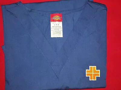 BRAND NEW Dickies EDS Unisex Medical Scrub V-Neck Top W/First Aid Logo - Blue • $8.95