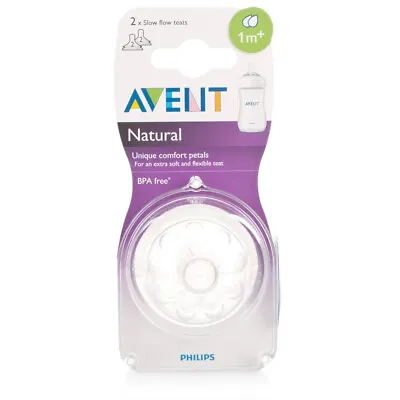 $20.95 • Buy Philips Avent Natural Teat 1 Month+ Slow Flow - BPA Free - Anti Colic - 2 Pack