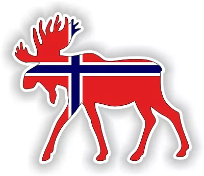 Sticker Moose Silhouette Norway Flag For Bumper Guitar Skate Locker Tablet #03 • $3.16