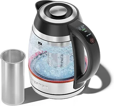 Chefman RJ11-18-CTI 18L Elec Glass Kettle Digital With Tea Infuser • $24