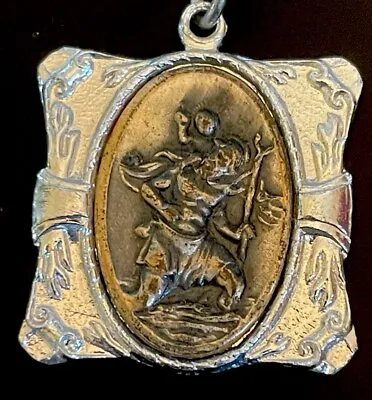 Vintage Catholic Saint St Christopher Silver Tone Medal On Ring • $9.99