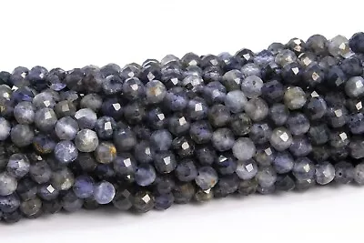 4MM Genuine Natural Gray Purple Iolite Beads Grade A Faceted Round Loose Beads • $4.99