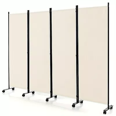 4-Panel Rolling Room Divider - 5.7Ft Portable Privacy Screen With Wheels 89   • $31.99