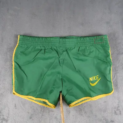 Vintage 70s Nike Swoosh Bootleg Running Marathon Terry Green Nylon Shorts S 29 • $44.88