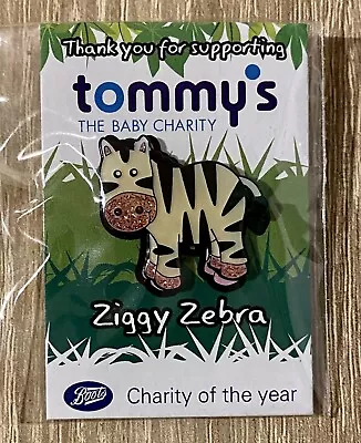 Tommy’s Baby Charity ‘Ziggy Zebra’ Pin Badge Sealed On Card - Boots • £4.95