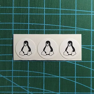 Linux Tux Keyboard Keycap Stickers X3 - White (Circle) • £3.99