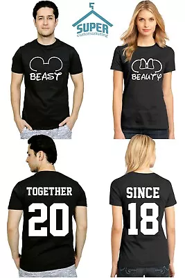 Couple Matching SHIRTS BEAST BEAUTY MOUSE EARS TOGETHER SINCE DATE NUMBERS • $24.99