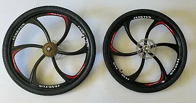 26   Front & Rear 6 Spoke Wheelset Magnesium Wheel Set Hubs Rims Tire Disc • $169