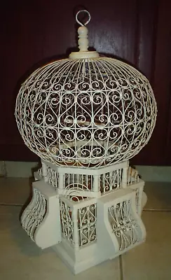 Vintage Wood Wire Victorian Hot Air Balloon Top Bird Cage 20 7/8  - Free Ship • $170