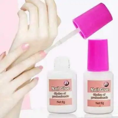 Nail Glue With Brush 8g 💖 EXTRA STRONG 💖 Professional False Tip Quick Nail Art • £2.89