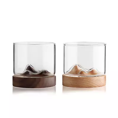 5oz Mountain Wine Glass Mug With Wooden Chinese Tea Mug Wooden Bottom Whiskey • $36