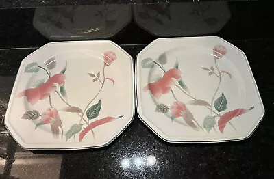 Mikasa Continental Silk Flowers F3003 Luncheon Plates 8-1/2  Square Set Of 2 • $9.99