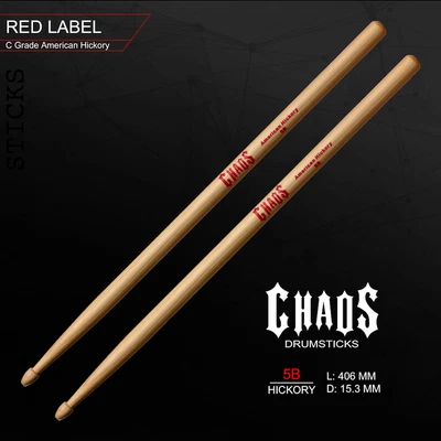 $41 • Buy DRUM STICKS CHAOS 5B DRUMSTICKS  RED LABEL X6 PAIRS DRUM STICKS AMERICAN HICKORY