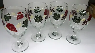 Fall Leaves (multi-colored) Stemmed Wine Glasses Set Of Four • $24.99
