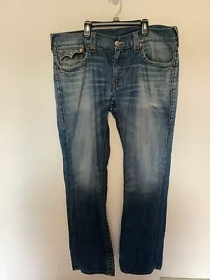 True Religion  Straight  Men's Blue Jeans White Label 100% Cotton Size 36 • $28
