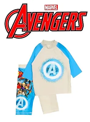 £12.99 • Buy Boys Kids Sun Suit T Shirt / Shorts Swim Set 2 Piece Avengers Marvel Size 4-10