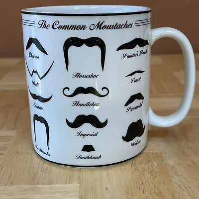 222 Fifth Mustache Jumbo Coffee Tea Mug Cup Porcelain Moustachios Black White • $12