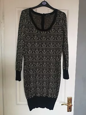 M&S Limited Collection Size 12 Black Gold Jumper Dress Long Sleeve • £2