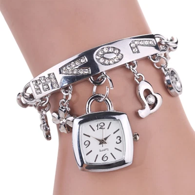 Solid Sterling-Silver 925 Heart Charm Bracelet Bangle Women Lady Gift • £8.17