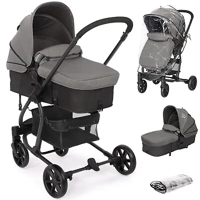 3 In1 Baby Stroller Pushchair Pram Buggy With Raincover Storage Compact Foldable • £159.99