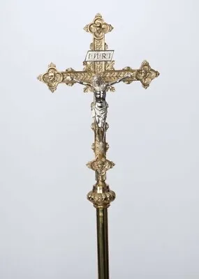 Traditional Brass & Silver Church Mass Processional Cross #5NRSC (Chalice Co.) • $970