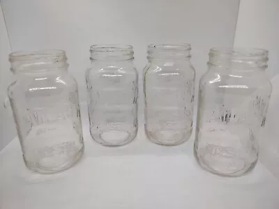 (4) LOT ATLAS MASON 6.5  TALL CLEAR GLASS SQUARE JARS W/MEASUREMENTS NO LIDS • $19.99