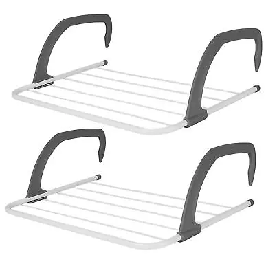 2Pcs 5 BAR Clothes Drying Rack Laundry Airer Indoor Outdoor Folding Dryer • £9.99