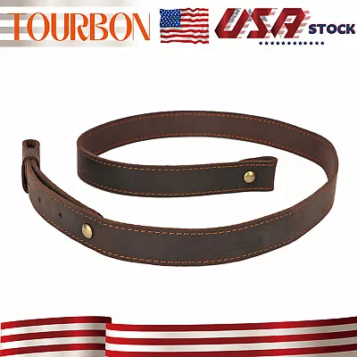 Hunting Buffalo Hide Leather Rifle Sling Gun Strap Nonslip_Adjust 1  End-TOURBON • $20.69