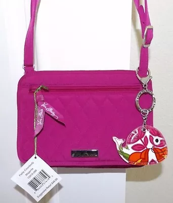 VERA BRADLEY Petite Crossbody Magenta Pink Microfiber & Free Whale Keychain NWT • $39.95