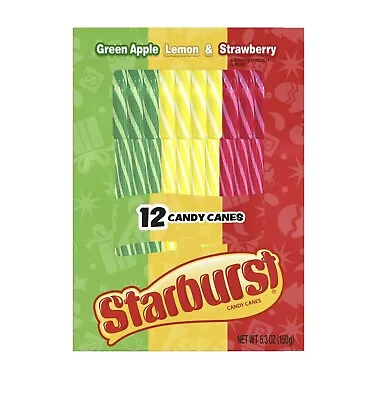 Starburst Candy Canes Green Apple Lemon & Strawberry Flavors 5.3oz Box • $6.57