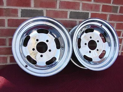 VINTAGE 15 X 6  CHROME SLOT WHEELS GM  5 X 5 INCH BOLT PATTERN Street Rod Gasser • $599