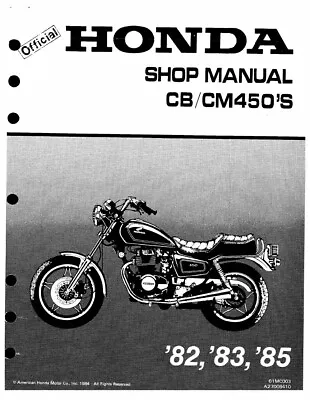 1982-1985 Honda CM450C CM450A CM450E CB450T CB450SC Service Manual COMB BOUND • $35