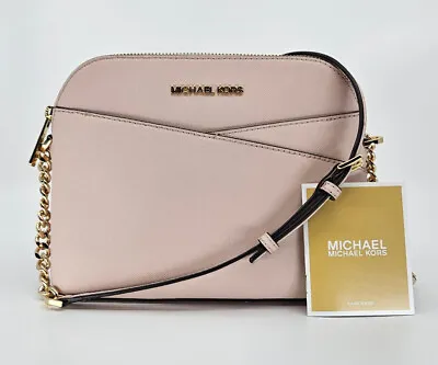 Michael Kors Pink Saffiano Leather Jet Set Travel Dome Crossbody Shoulder Bag • $88.20