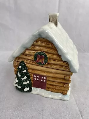 Winter Lodge Christmas Cabin Large Ceramic Cookie Jar With Lid ~ Glossy • $24.98