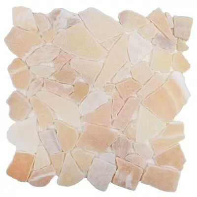 Stone Mosaic Tiles Flat Pebble Arctic Onyx Kitchen Bathroom Backsplash Beige • $17.95