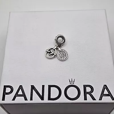 Genuine Pandora Knotted Heart Pave Love Dangle Charm ALE 925 #798095CZ • £28