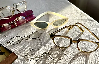 LOT Of 7 Vintage 1960s Gold Eyeglasses & 80s NBA Horn Rimmed Chrome Gold Black • $59.99