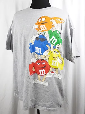 VTG M&M's World Claasic Candy Characters Graphic S/S Gray T-Shirt 2XL • $21.24