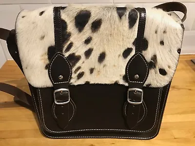 £60.99 • Buy ROBERT PIETRI Cow Fur Print Dark Brown Leather Satchel Shoulder  Bag 
