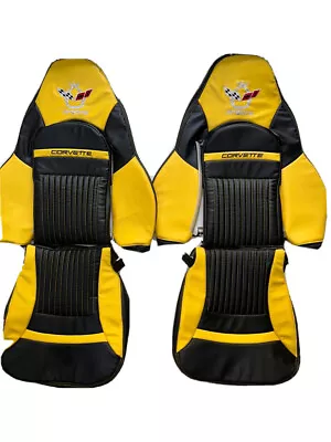 Chevy Corvette C5 Sports Seat Covers In Yellow & Black  (1997-2004) • $275