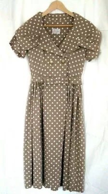 Vintage 50s Spector & Shanler Polka Dot Short Sleeve Dress Rockabilly S/M USA • £77.09