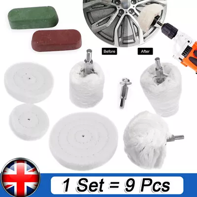 9x Car Wheel Polishing Pads Set Buffing Waxing Buffer Pad Kit For Polisher Drill • £12.99