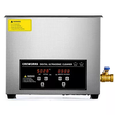 CREWORKS Ultrasonic Cleaner With 6L Stainless Steel Tank Heater Digital Timer • $99.99