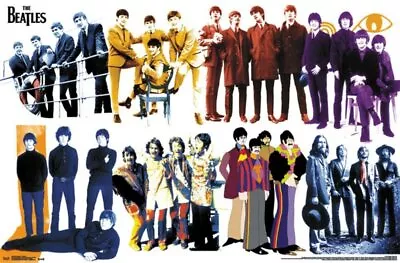 The Beatles Band Evolution Timeline Poster (87x57cm) New Art Music Picture Print • $19.90