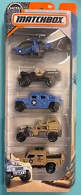 2016 MATCHBOX Blue / Brown MILITARY Vehicles 5 PACK Humvee Helicopter MP Jeep • $22