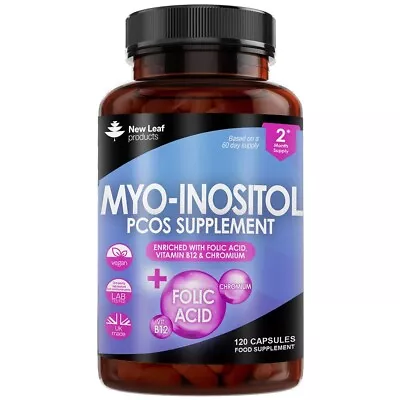 Myo-Inositol PCOS Supplement - Myo Inositol Capsules + Folic Acid B12 & Chromium • £12.95