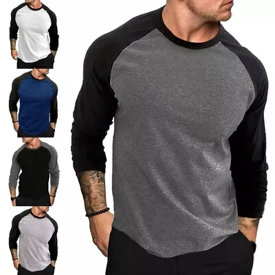 Mens Tops Long Sleeve T Shirts Men Comfy Crew Neck Work T-shirt Regular Fit • $21.99