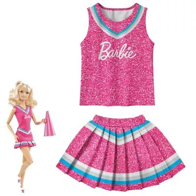 Girls Ladies Cheerleader Costume Barbie Tops Pleated Skirt Uniform Outfits Gifts • £22.79