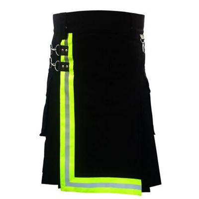 $62 • Buy Scottish Black Firefighter Kilt For Men